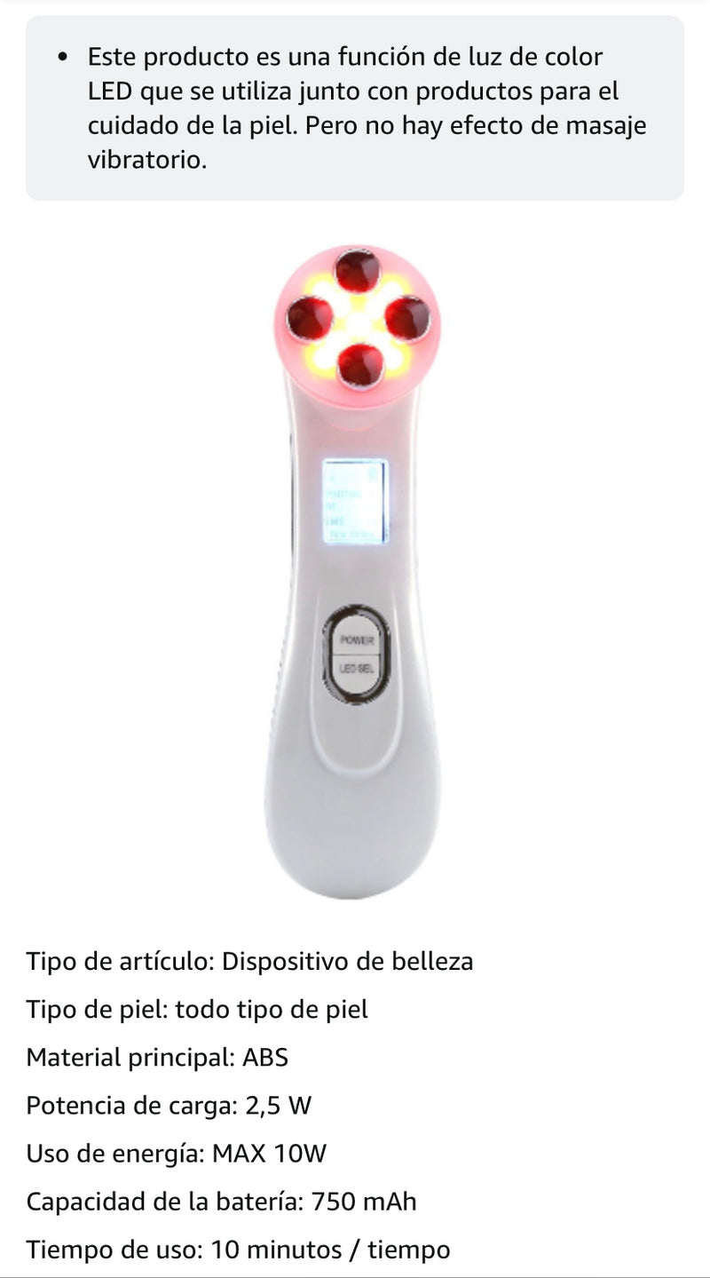 Máquina Belleza Facial Electrico 6 Modo Cara Anti Arrugas acné cicatrices con USB Carga Portátil Reafirmante Facial Piel Rejuvenecimiento masaje Belleza dispositivo