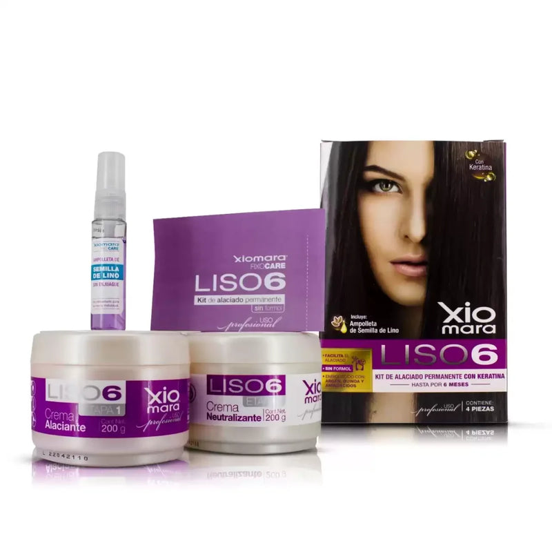 XIOMRA LISO 6 SIN FORMOL 4PZA KIT DE ALACIADO PERMAMNTE